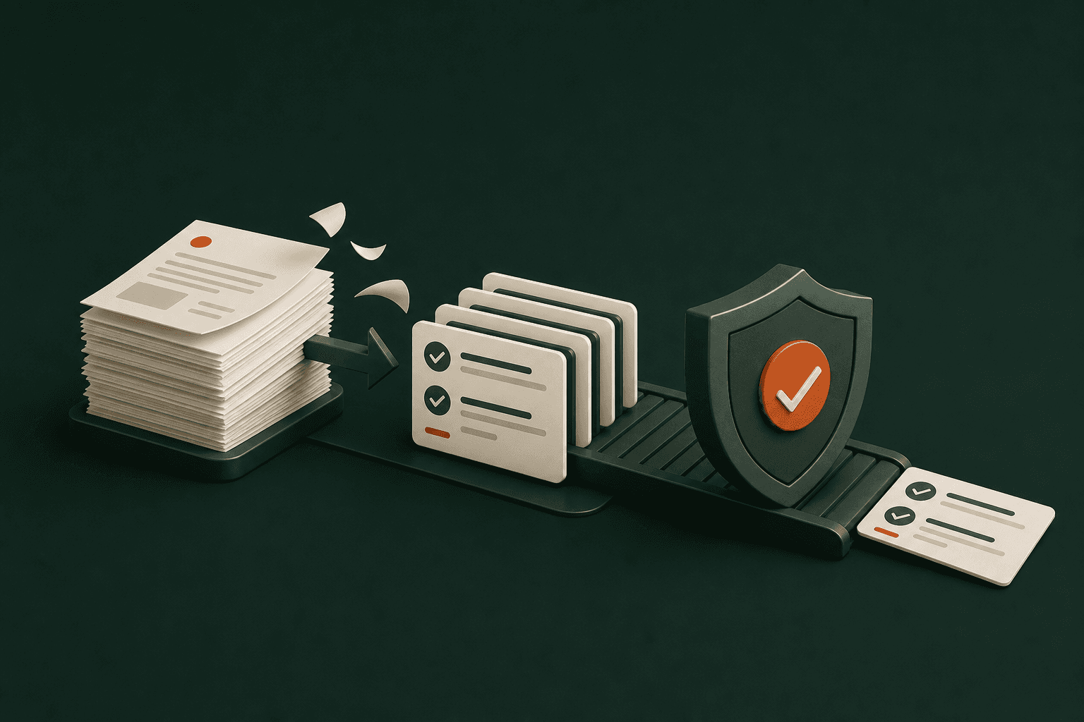 Project documents becoming ordered test cases and passing through a quality shield